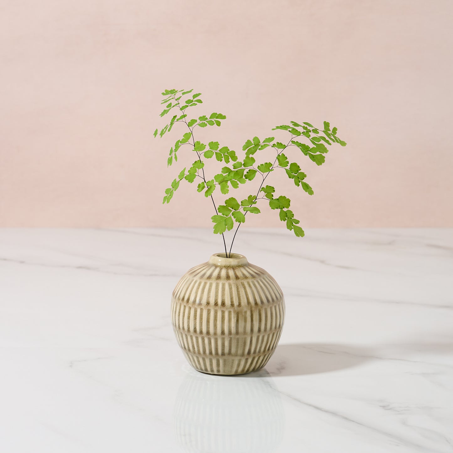 Green ceramic flower vase