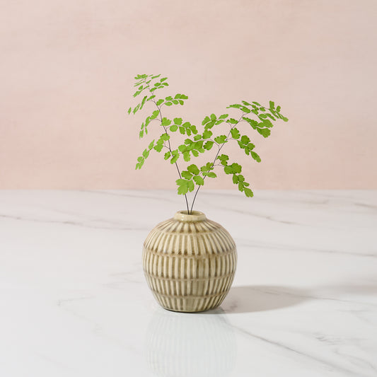 Green ceramic flower vase