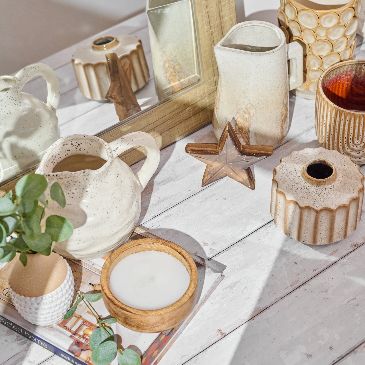 Kitty & Rose home decor - a collection of home decor items, including jugs, vases and candles