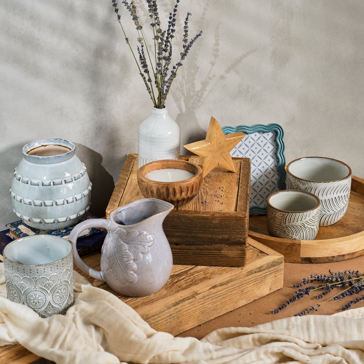 Kitty & Rose home decor - a collection of home decor items, including frames, jugs and vases