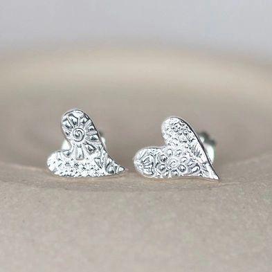 Silver heart earrings - Kitty & Rose
