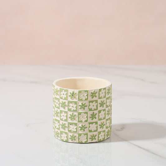Small green flower plant pot